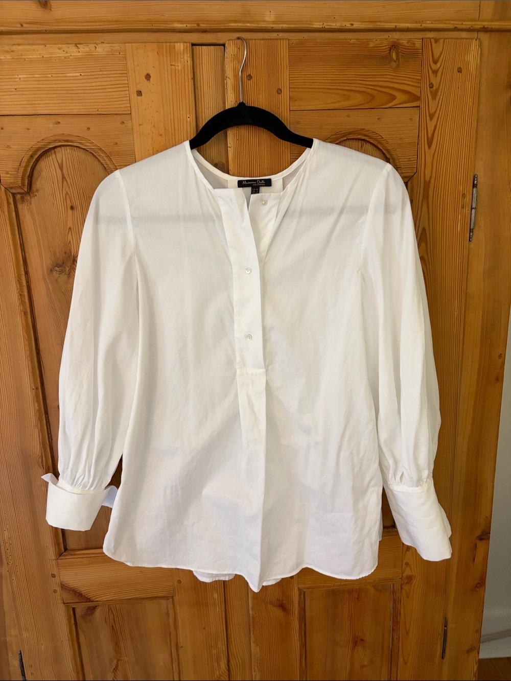 Massimo Dutti Crisp White Button-Front Blouse